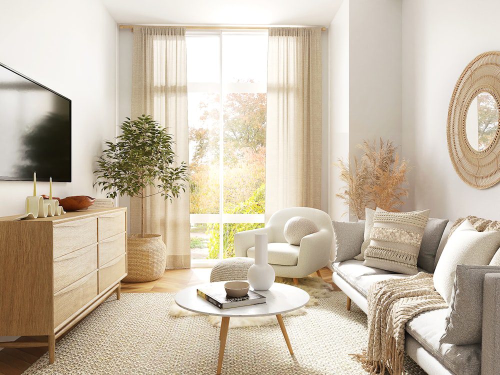 A calm sunlit therapy room with a comfortable armchair by a window for individual therapy in NYC
